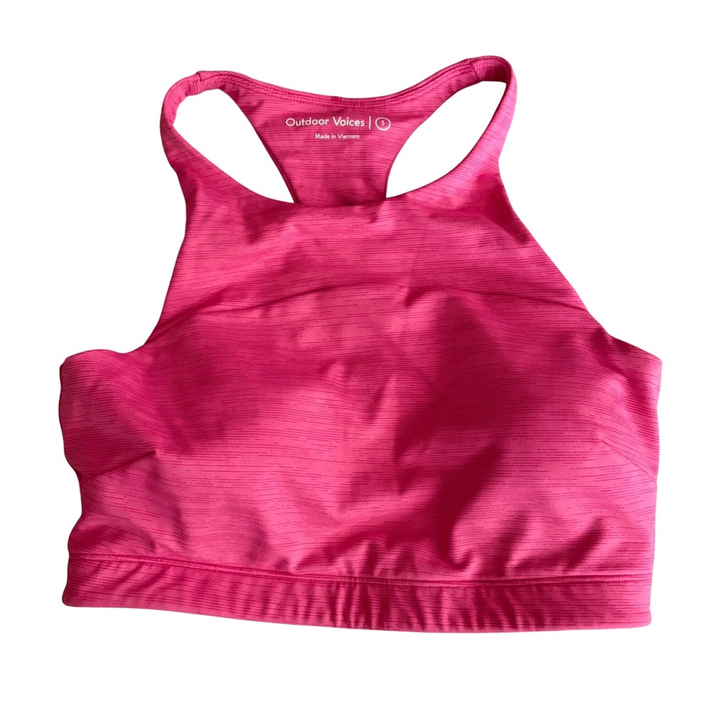 Outdoor Voices Pink TechSweat High Neck Racerback Sports Bra Small Womens Gym